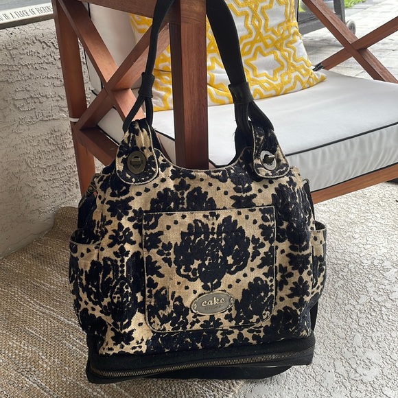 Cake Handbags - Petunia Pickle Bottom Society Satchel Black Forest Cake Discounted Diaper Bag